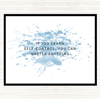 Blue White Learn Self Control You Can Master Anything Inspirational Quote Mouse Mat