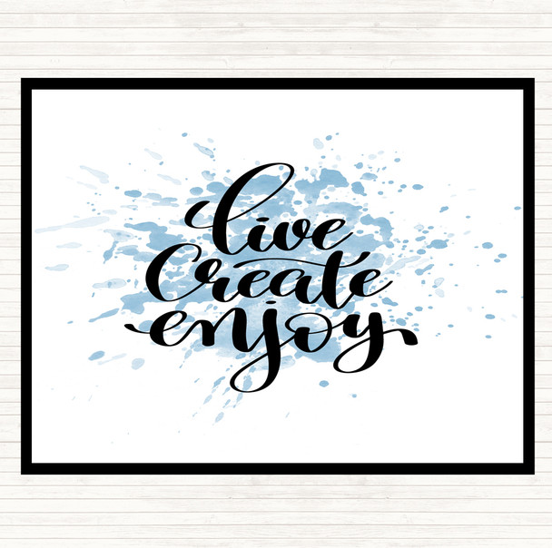 Blue White Live Create Enjoy Inspirational Quote Mouse Mat