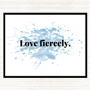 Blue White Love Fiercely Inspirational Quote Mouse Mat