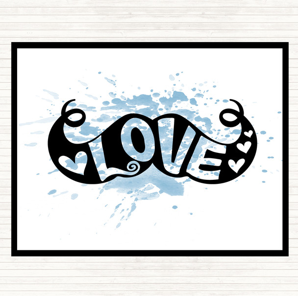 Blue White Love Mustache Inspirational Quote Mouse Mat