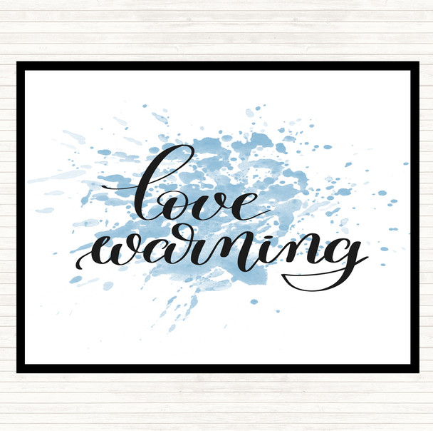 Blue White Love Warning Inspirational Quote Mouse Mat