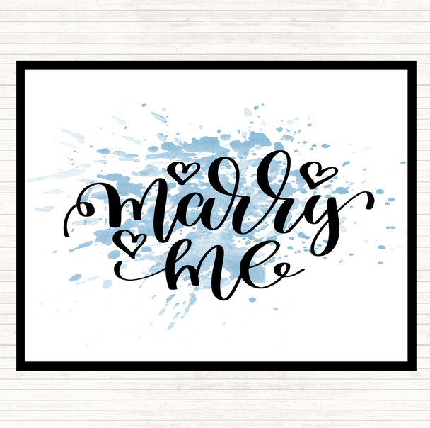 Blue White Marry Me Inspirational Quote Mouse Mat