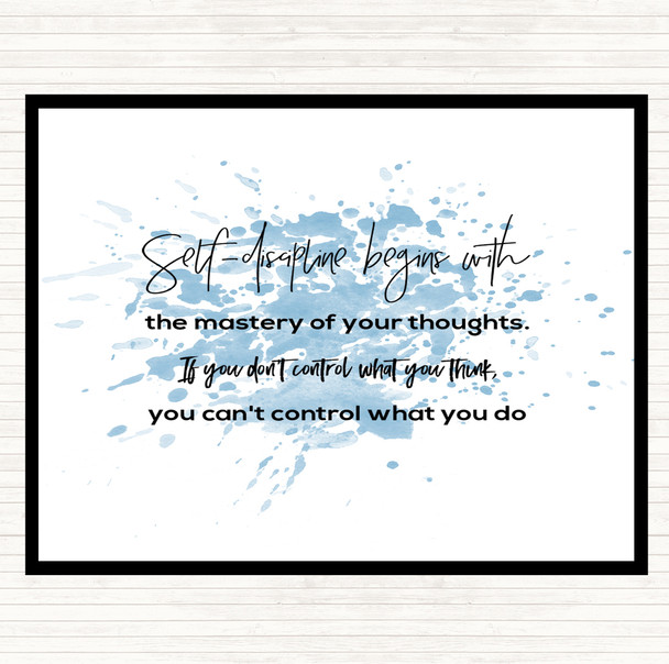 Blue White Mastery Of Your Thoughts Inspirational Quote Mouse Mat