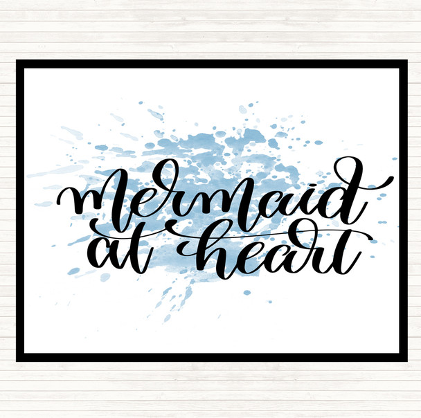 Blue White Mermaid At Heart Inspirational Quote Mouse Mat