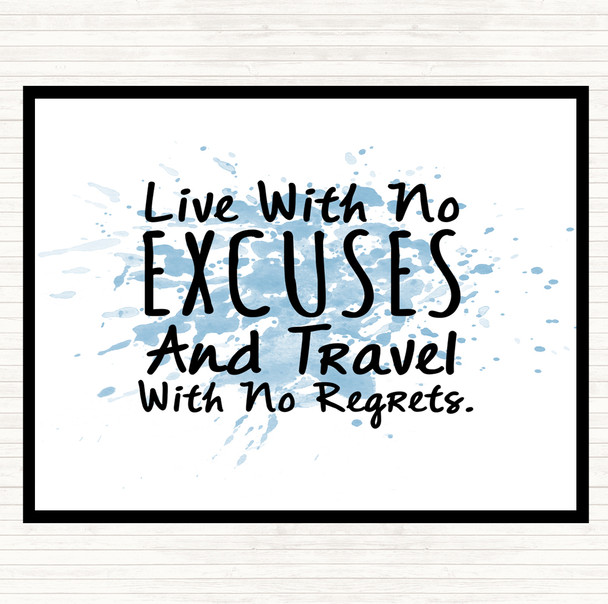 Blue White No Excuses Inspirational Quote Mouse Mat