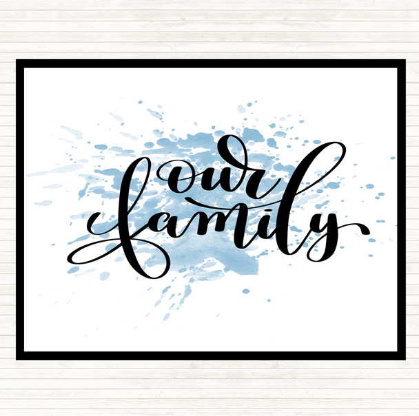 Blue White Our Family Inspirational Quote Mouse Mat