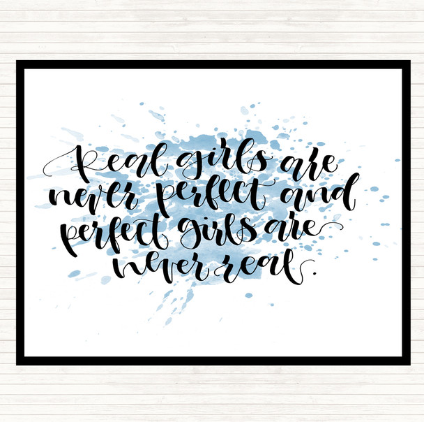 Blue White Real Girls Inspirational Quote Mouse Mat