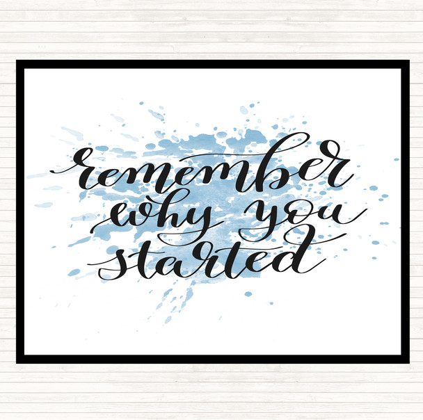 Blue White Remember Why You Started Inspirational Quote Mouse Mat
