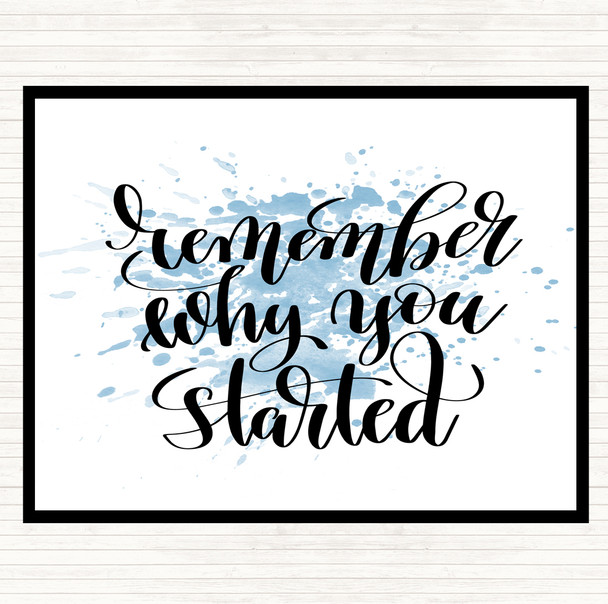 Blue White Remember Why Started Inspirational Quote Mouse Mat