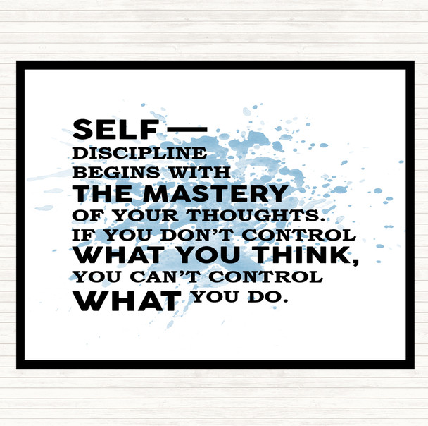 Blue White Self Discipline Inspirational Quote Mouse Mat