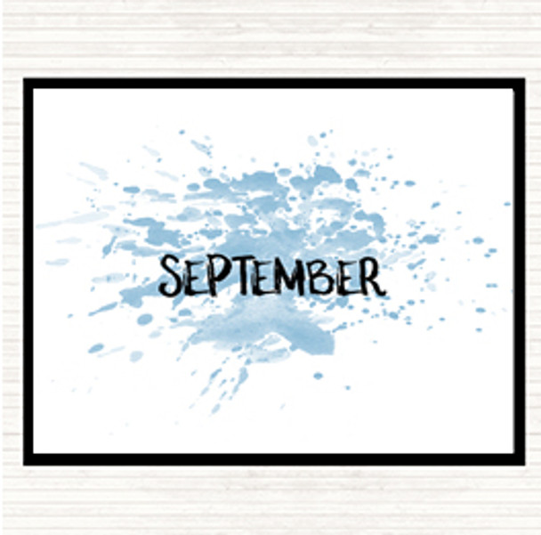 Blue White September Inspirational Quote Mouse Mat