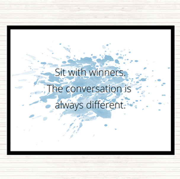 Blue White Sit With Winners Inspirational Quote Mouse Mat