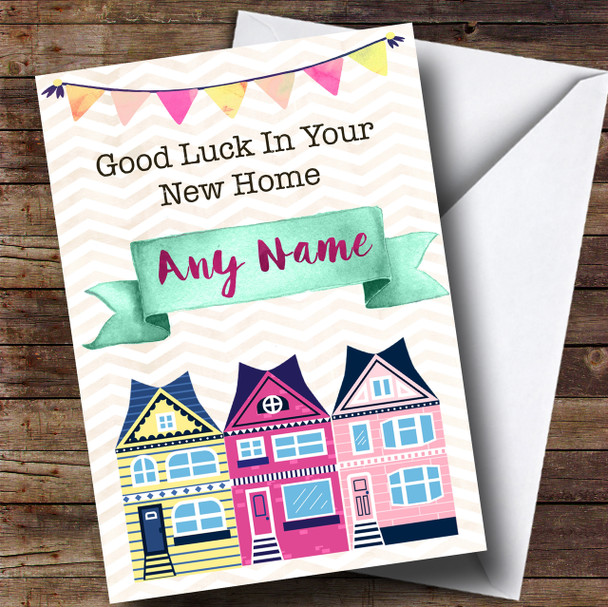 Bunting & Houses New Home Customised Card