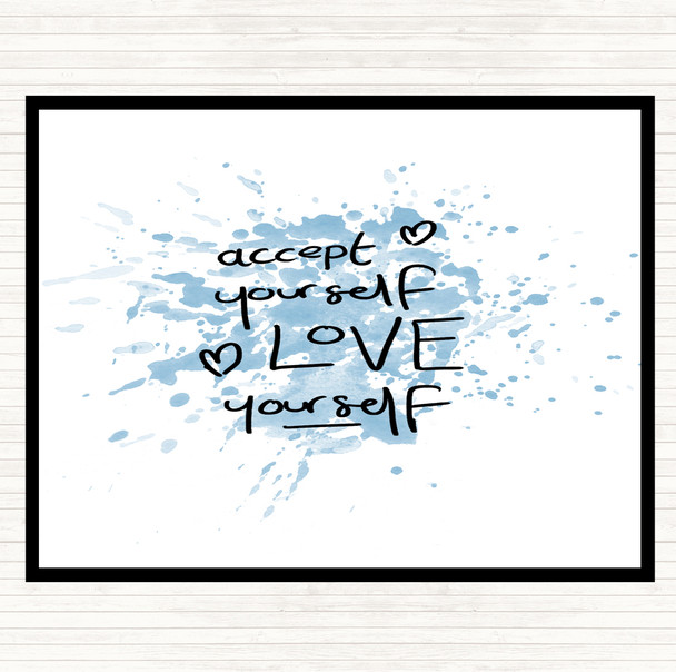 Blue White Accept Yourself Inspirational Quote Mouse Mat