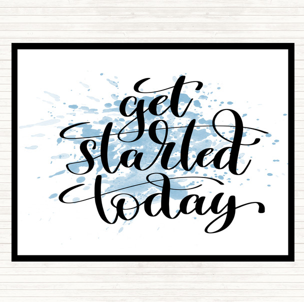 Blue White Start Today Inspirational Quote Mouse Mat