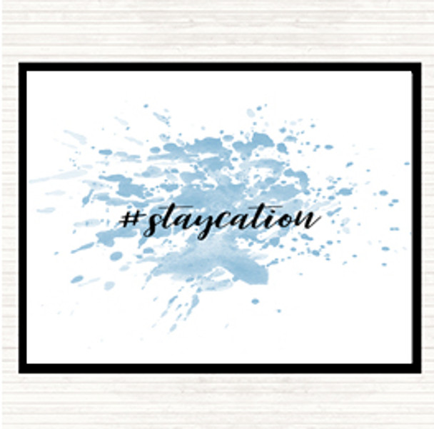 Blue White Staycation Inspirational Quote Mouse Mat