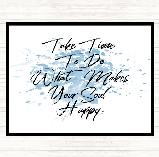 Blue White Take Time Inspirational Quote Mouse Mat