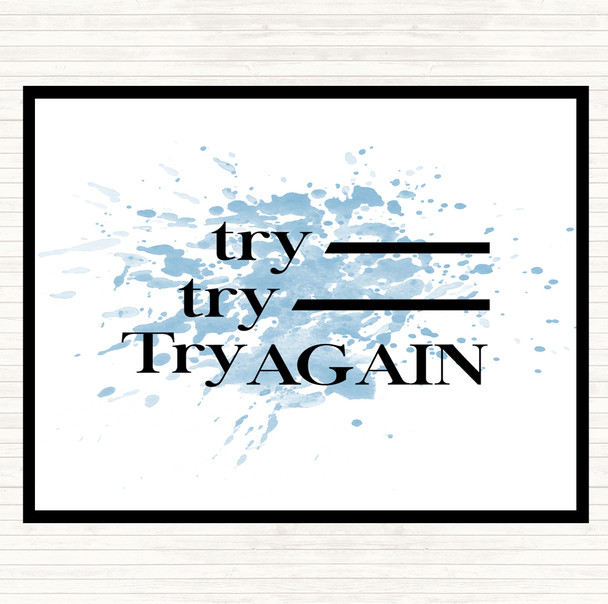 Blue White Try Again Inspirational Quote Mouse Mat