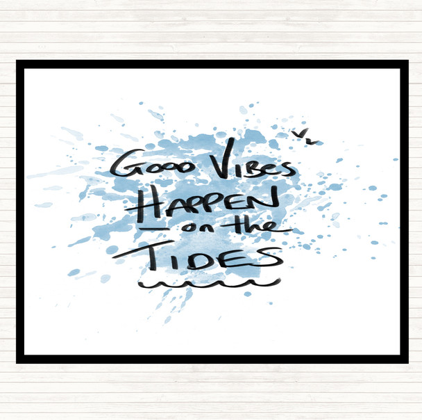 Blue White Vibes On The Tides Inspirational Quote Mouse Mat