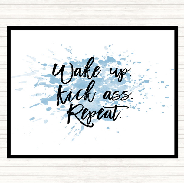 Blue White Wake Up Inspirational Quote Mouse Mat