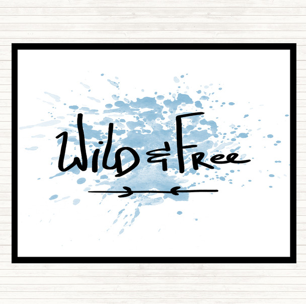 Blue White Wild & Free Inspirational Quote Mouse Mat