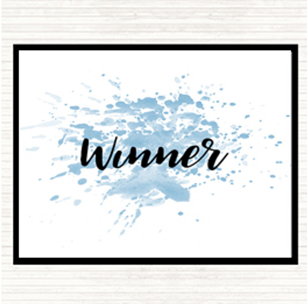 Blue White Winner Inspirational Quote Mouse Mat