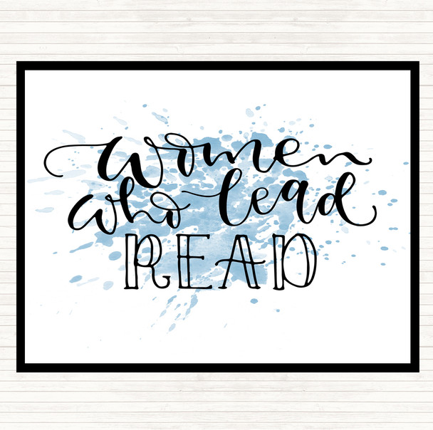 Blue White Women Who Lead Read Inspirational Quote Mouse Mat