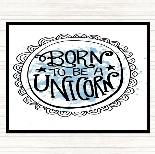 Blue White Born-To-Be-Unicorn-2 Inspirational Quote Mouse Mat