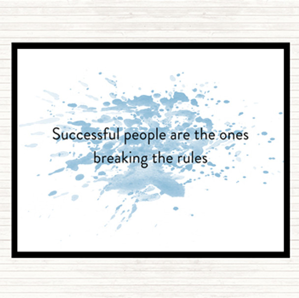 Blue White Breaking The Rules Inspirational Quote Mouse Mat