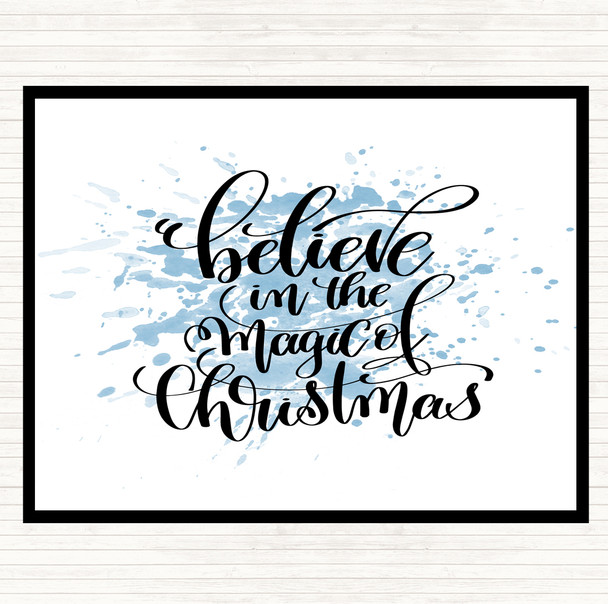 Blue White Christmas Believe In Magic Xmas Quote Mouse Mat