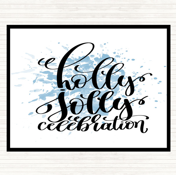 Blue White Christmas Holly Jolly Inspirational Quote Mouse Mat