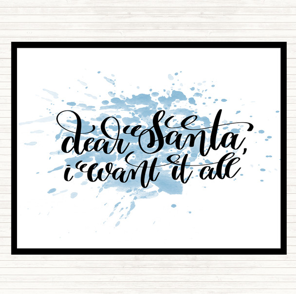 Blue White Christmas I Want It All Inspirational Quote Mouse Mat