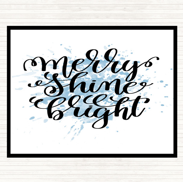 Blue White Christmas Merry Shine Bright Inspirational Quote Mouse Mat
