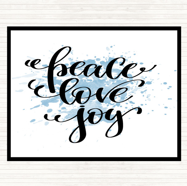 Blue White Christmas Peace Love Joy Inspirational Quote Mouse Mat