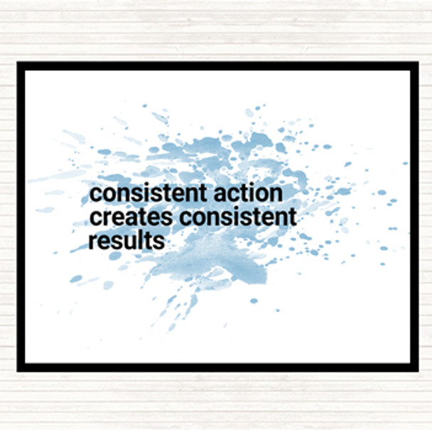 Blue White Consistent Action Creates Consistent Results Inspirational Quote Mouse Mat