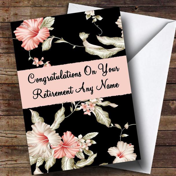 Stunning Black Vintage Floral Customised Retirement Card