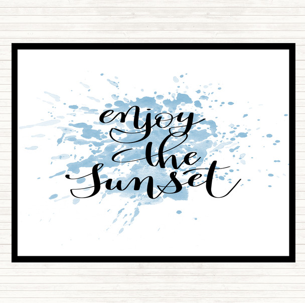 Blue White Enjoy The Sunset Inspirational Quote Mouse Mat