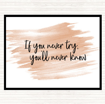 Watercolour If You Never Try You'll Never Know Quote Mouse Mat