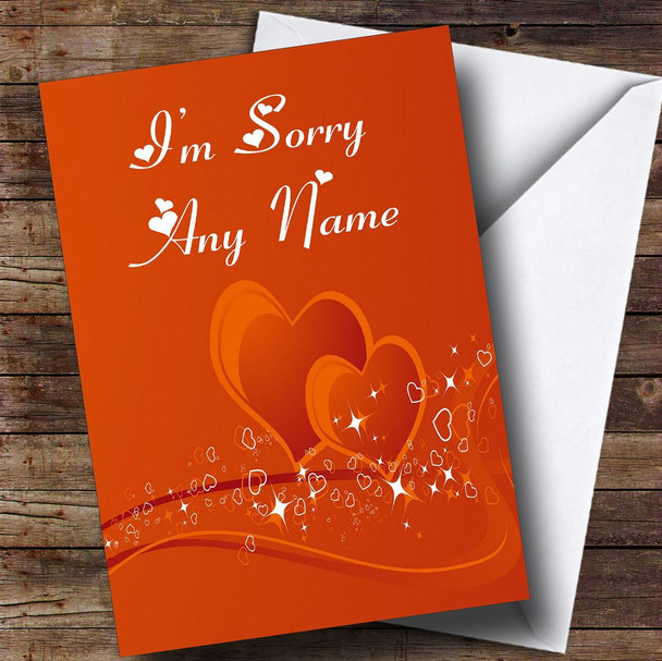 Orange Love Heart Customised Sorry Card