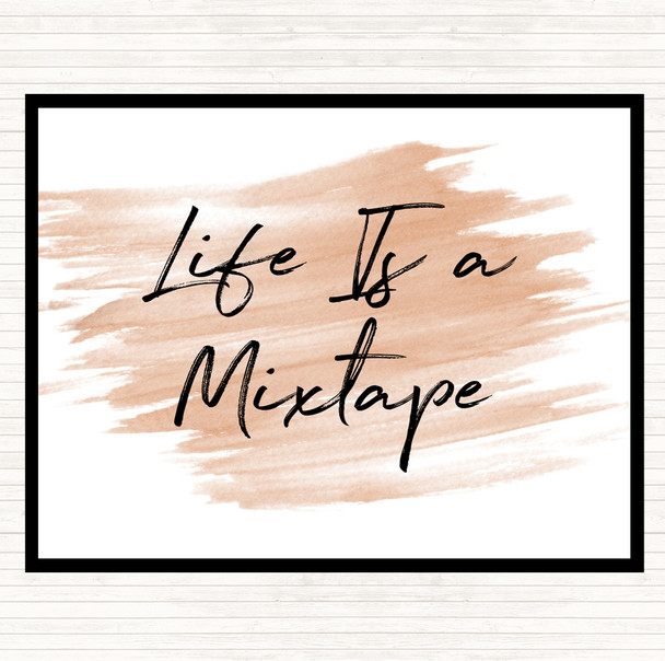 Watercolour Life Is A Mixtape Quote Mouse Mat