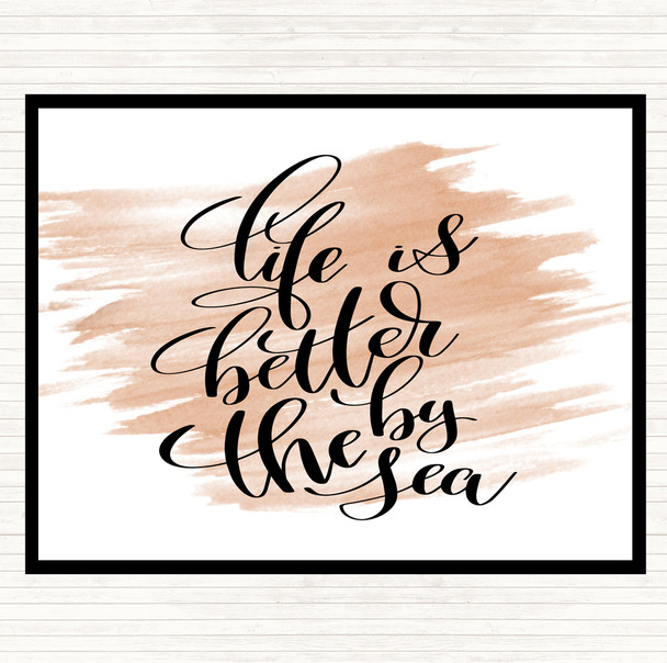 Watercolour Life Is Better By The Sea Quote Mouse Mat