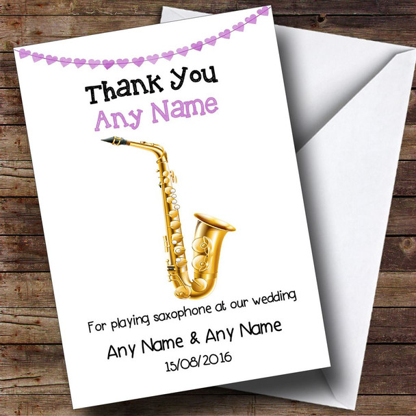 Thank You For Playing Saxophone at Our Wedding Customised Thank You Card