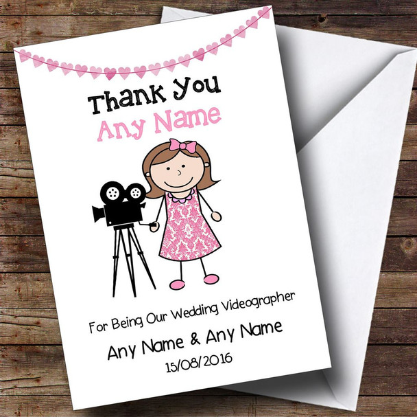 Thank You For Being Our Wedding Videographer Female Customised Thank You Card