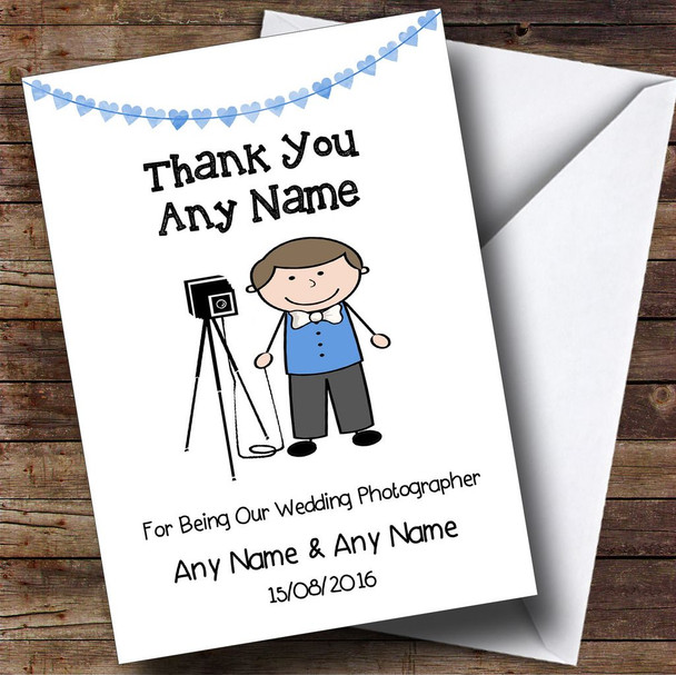 Thank You For Being Our Wedding Photographer Male Customised Thank You Card