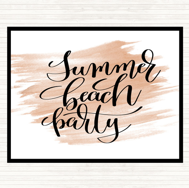 Watercolour Summer Beach Party Quote Mouse Mat