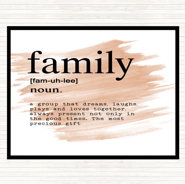 Watercolour Word Definition Family Quote Mouse Mat