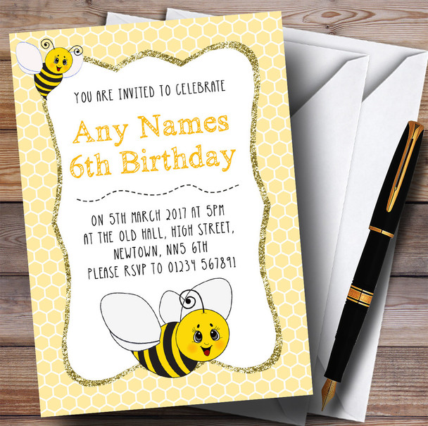 Yellow Honeycomb Bee Children's Birthday Party Invitations