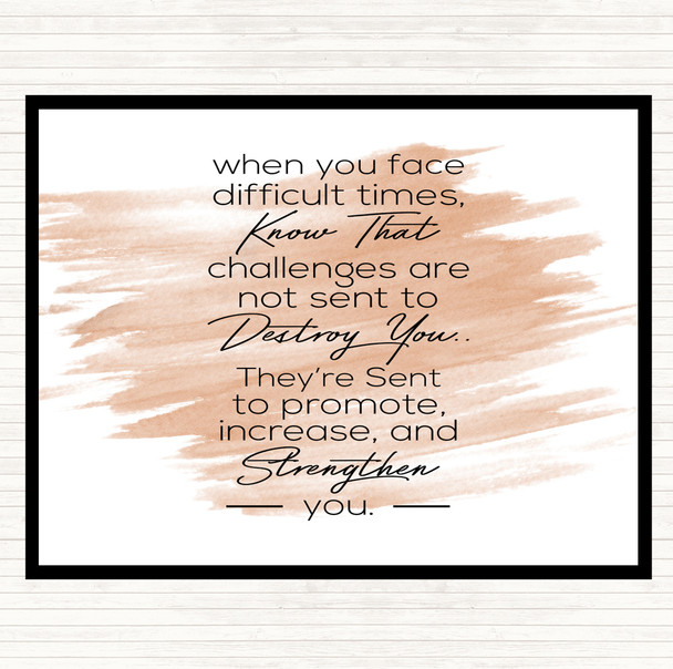 Watercolour Difficult Times Quote Mouse Mat