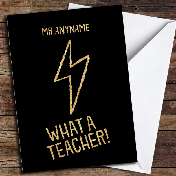 Lightening Bolt Super Teacher Customised Thank You Card