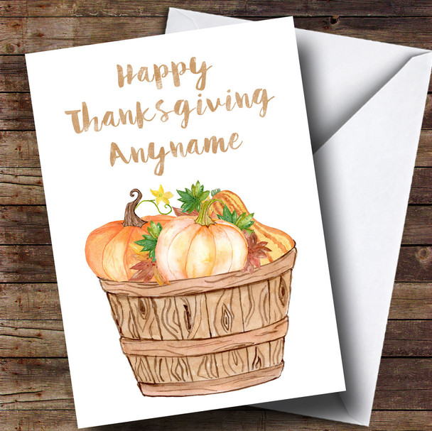 Basket of Pumpkins Customised Thanksgiving Card